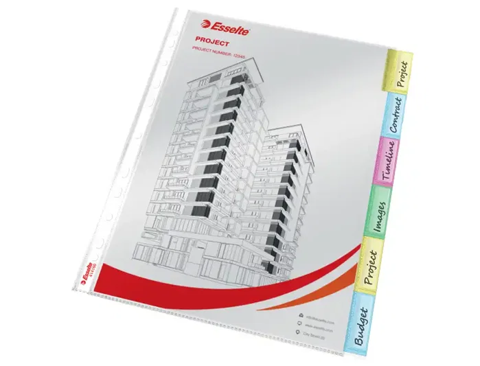 Esselte Funda Multitaladro con Pestañas PP 85µ Cristal Liso A4 Set de 6 Esselte Funda Multitaladro con Pestañas PP 85µ Cristal Liso A4 Set de 6
