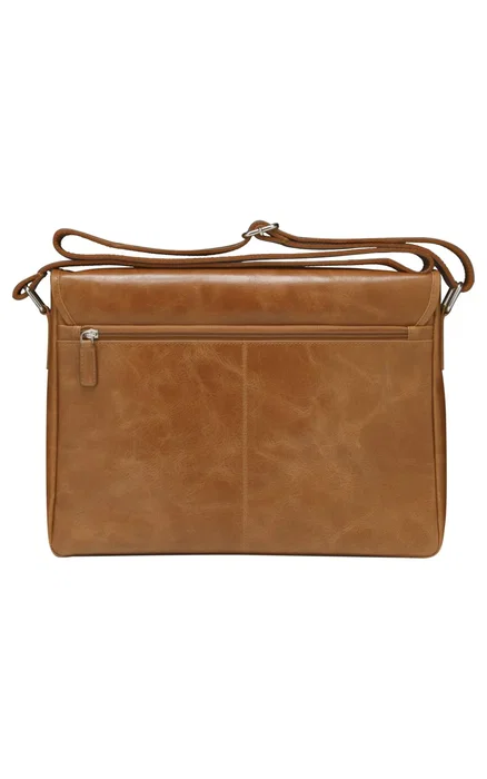 Dbramante1928 Marselisborg Funda Bandolera de Cuero para Portátil 14" (35.6 cm) - Marrón Dorado, 2ª Generación, Resistente a Rayones y Polvo