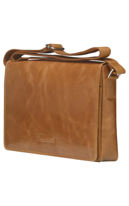Dbramante1928 Marselisborg Funda Bandolera de Cuero para Portátil 14" (35.6 cm) - Marrón Dorado, 2ª Generación, Resistente a Rayones y Polvo