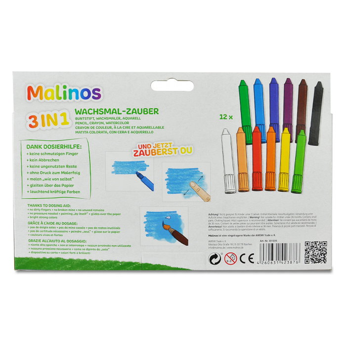 Malinos Wachsmal-Zauber Lápices de Cera 12 Colores