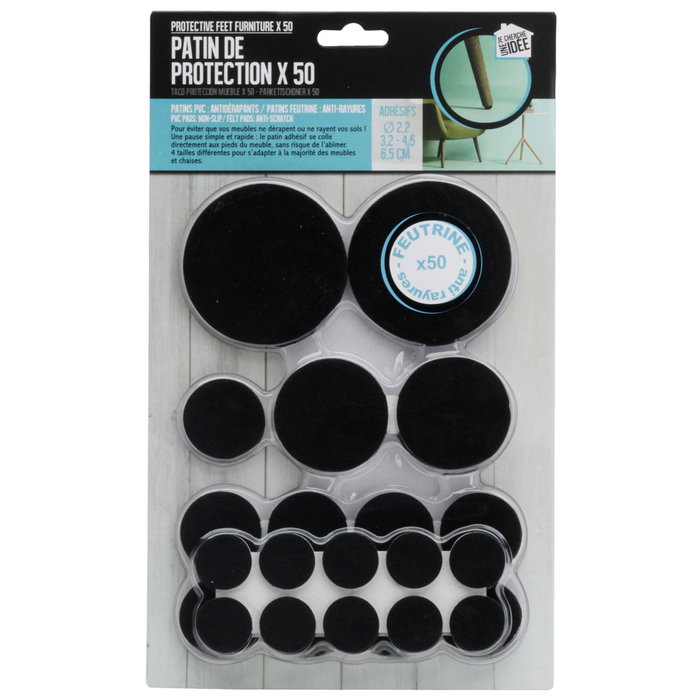 Je cherche une Idee Juego De 50 Topes Adhesivos Antirayaduras y Antideslizantes de Fieltro y PVC