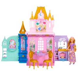 MATTEL Castillo Plegable de las Princesas Disney con Muñeca Rapunzel