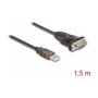 DeLOCK Adaptador USB 2.0 Tipo-A a Serial RS-232 D-Sub 9 pin con tuercas, 1,5 m