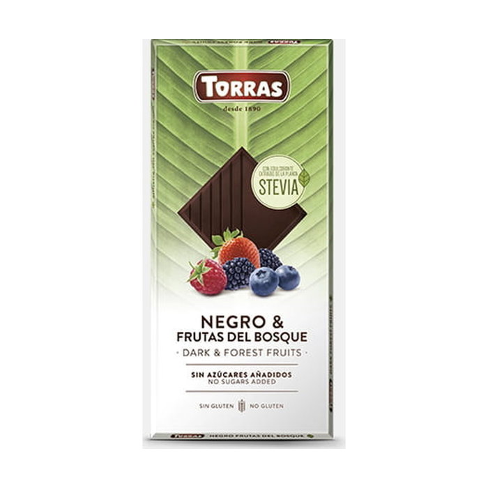 TORRAS Chocolate Negro Frutos del Bosque con Stevia 125 g TORRAS Chocolate Negro Frutos del Bosque con Stevia 125 g
