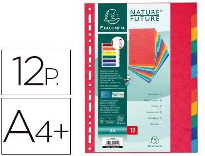 Exacompta Separadores Nature Future Cartulina Lustrada 225gr 12 Posiciones A4+