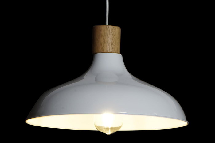 DKD Home Decor Lámpara de Techo Urban Blanco Marron Metal Pino 35.5 x 21 x 35.5 cm