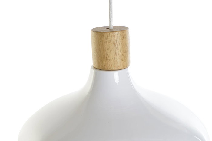 DKD Home Decor Lámpara de Techo Urban Blanco Marron Metal Pino 35.5 x 21 x 35.5 cm