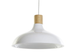 DKD Home Decor Lámpara de Techo Urban Blanco Marron Metal Pino 35.5 x 21 x 35.5 cm