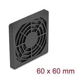 DeLOCK Rejilla de Ventilador con Filtro de Polvo 60 x 60 mm, ABS, Negro, para Ventilador de 6 cm