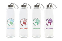 DKD Home Decor Juego de 12 Botellas de Cristal Surtidas 600 ml