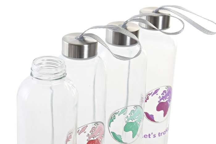 DKD Home Decor Juego de 12 Botellas de Cristal Surtidas 600 ml