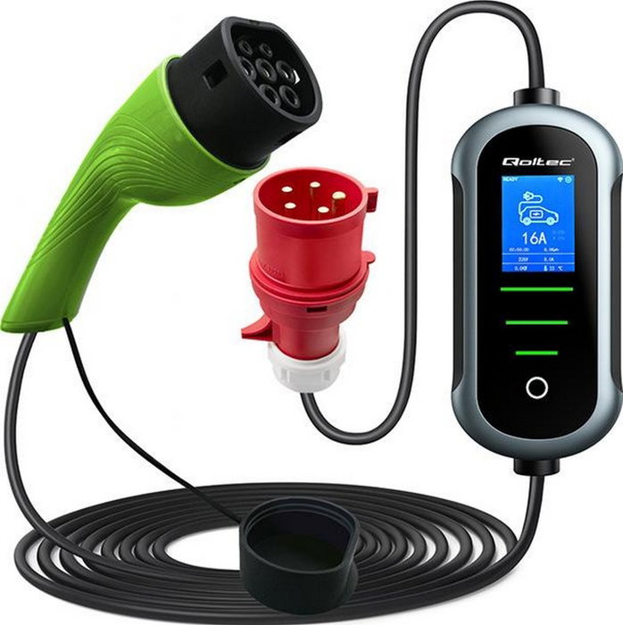 Qoltec Cargador Móvil para Vehículo Eléctrico 2w1 Tipo 2 22kW 400V Wi-Fi