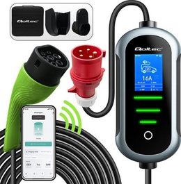 Qoltec Cargador Móvil para Vehículo Eléctrico 2w1 Tipo 2 22kW 400V Wi-Fi