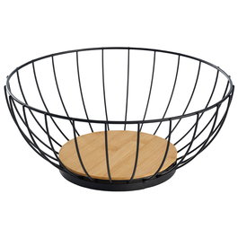 Day Cesta Panera Alambre Malla Metálica Base Bambú Diámetro 28 cm Alto 12 cm