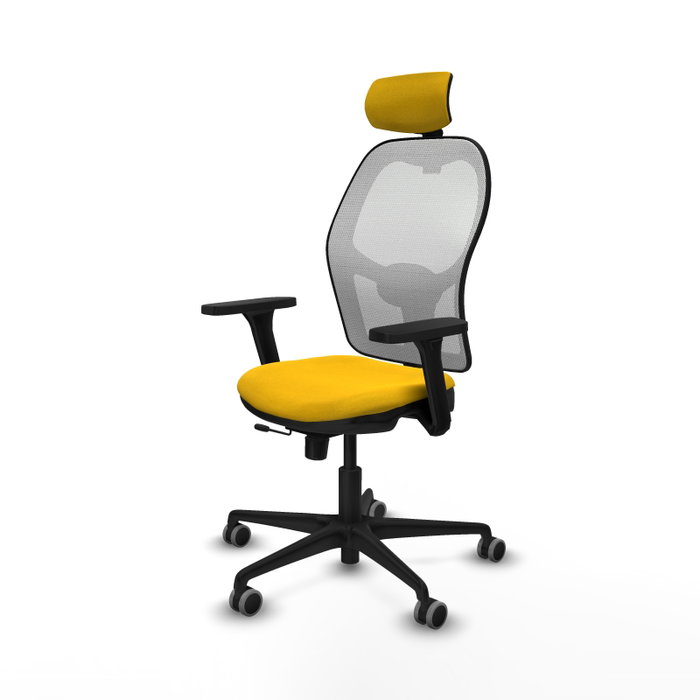 PIQUERAS Y CRESPO Silla de oficina Jorquera con mecanismo Sincro/Traslack, Amarillo y Blanco