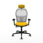 PIQUERAS Y CRESPO Silla de oficina Jorquera con mecanismo Sincro/Traslack, Amarillo y Blanco