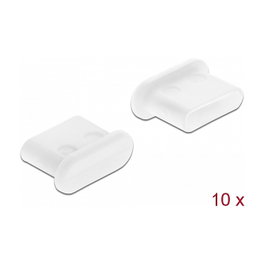 DeLOCK Cubierta antipolvo USB Tipo C hembra sin agarre, 10 piezas, Blanco