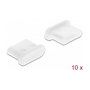 DeLOCK Cubierta antipolvo USB Tipo C hembra sin agarre, 10 piezas, Blanco