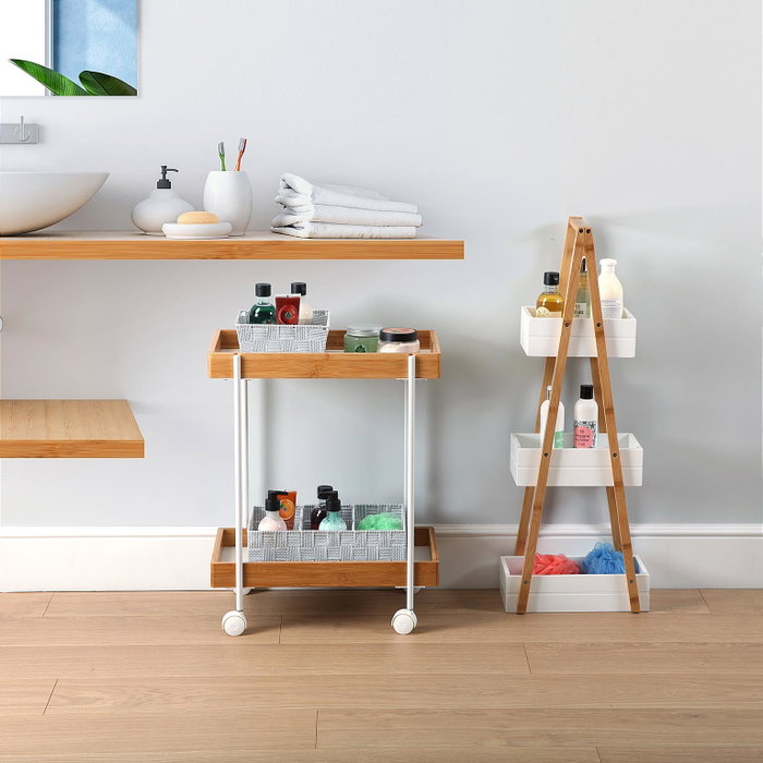 Estantería de Baño Versa Bambú Madera MDF Madera MDF y Bambú (18 x 81 x 30 cm)
