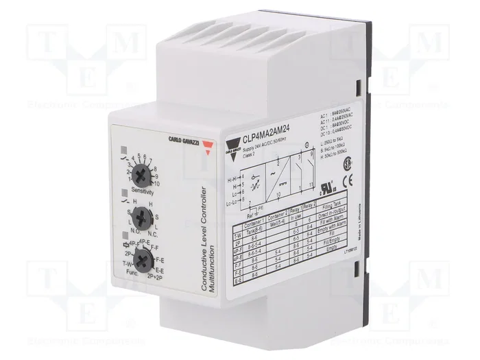 CARLO GAVAZZI CLP4MA2AM24 Relé de monitorización de nivel para líquido conductivo CARLO GAVAZZI CLP4MA2AM24 Relé de monitorización de nivel para líquido conductivo