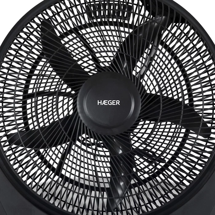 Haeger FF-020.007A Ventilador de Pie Industrial, Negro, 50 cm, 3 Velocidades, Caudal 82.9 m³/h, Ángulo 0-180°, 230V