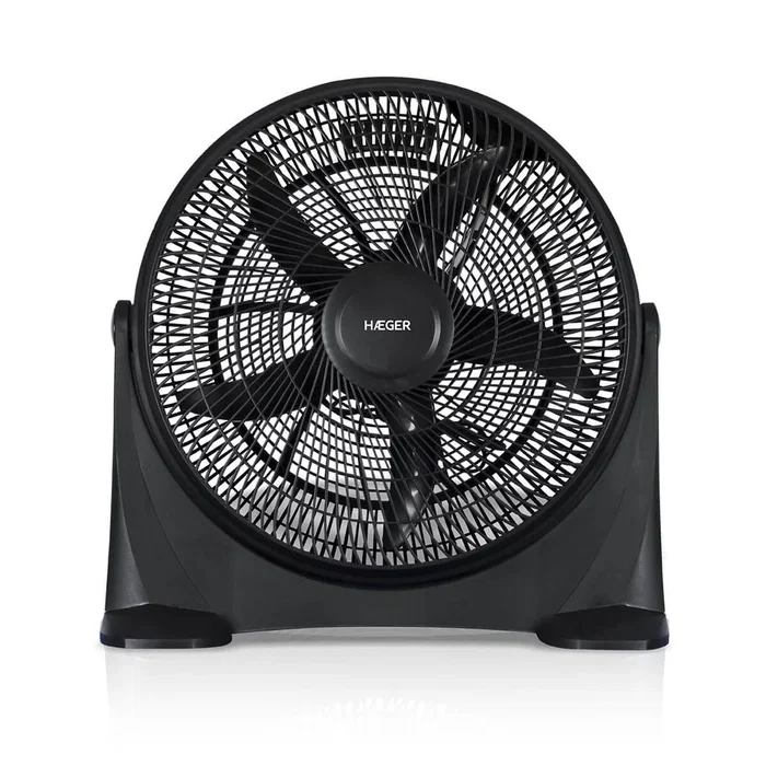 Haeger FF-020.007A Ventilador de Pie Industrial, Negro, 50 cm, 3 Velocidades, Caudal 82.9 m³/h, Ángulo 0-180°, 230V