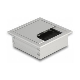 DeLOCK Pasacables para montaje en mesa con cepillo 80 x 80 x 28 mm plata