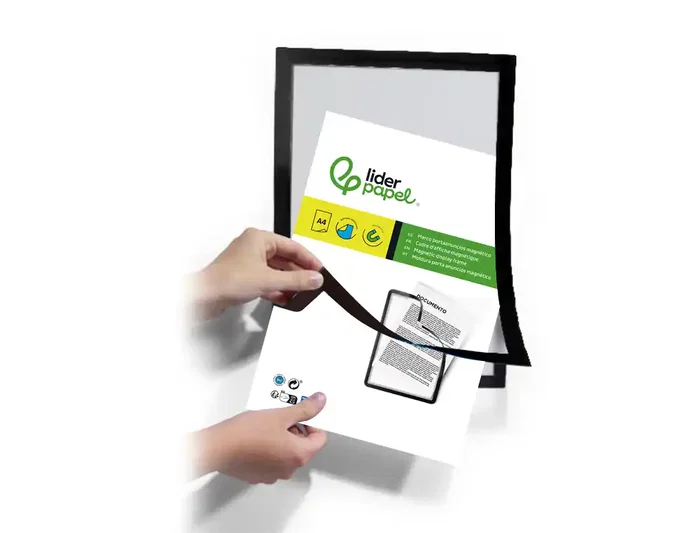 Liderpapel Marco Porta Anuncios Magnético DIN A4 Negro Adhesivo Removible