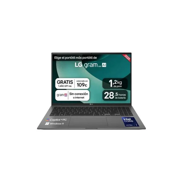 LG Gram 16Z90TL-G.AU88BN Intel Core Ultra 7 32 GB 1 TB SSD 16 pulg Negro LG Gram 16Z90TL-G.AU88BN Intel Core Ultra 7 32 GB 1 TB SSD 16 pulg Negro