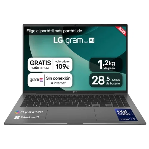 LG Gram 16Z90TL-G.AU88BN Intel Core Ultra 7, 32 GB, 1 TB SSD, 16 WQXGA, Negro