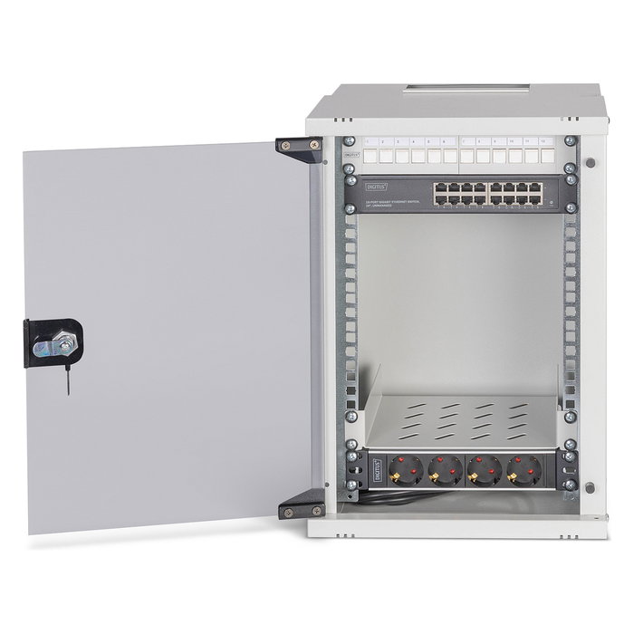 Digitus Bastidor de Pared Rack 9U para Red SOHO Pro, 10 Pulgadas (254 mm), Gris Acero, Capacidad 60 kg, Puerta Frontal de Cristal, Conjunto Incluye Bloqueo y Rieles, Ref: DN-90013?