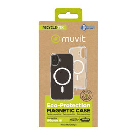Muvit Funda Recycletek Magsafe Compatible con iPhone de Material Reciclado Transparente Suave