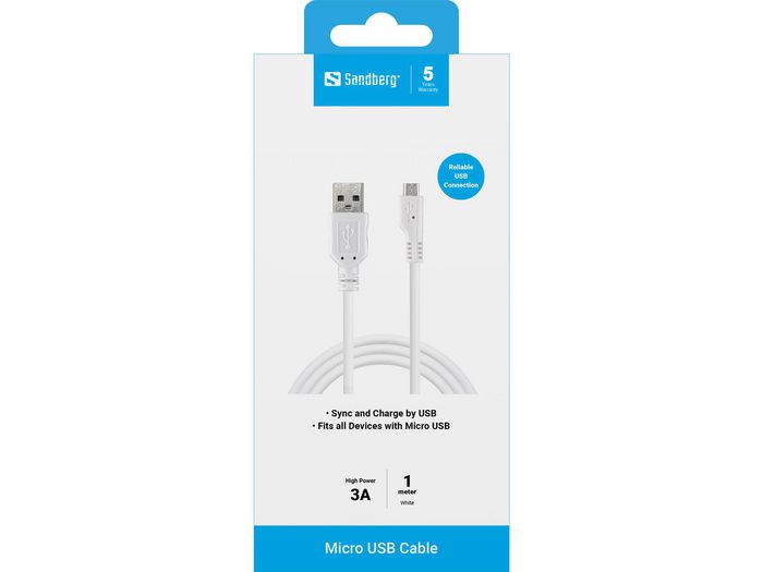 Sandberg Cable USB-A a MicroUSB para Sincronizar y Cargar 1 Metro