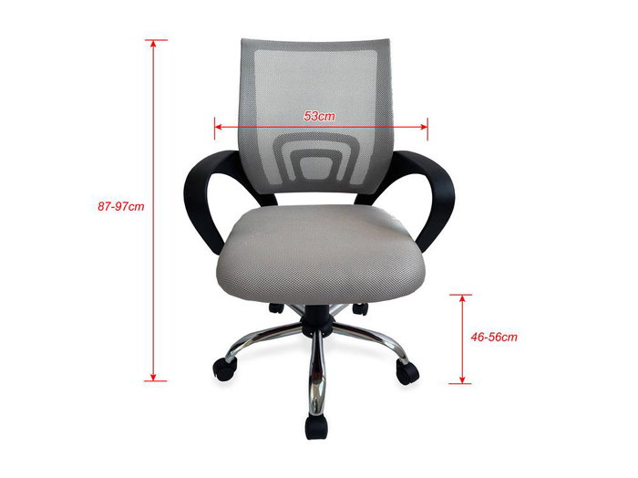 Equip Silla Oficina 651015 Gris Ergonómica Respaldo de Malla Asiento Acolchado Reposabrazos