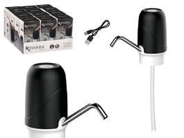 Kinvara Dispensador de Agua Automático Adaptador para Botellas, 8000mAh Batería Recargable, 14x13x7.5 cm, Color Negro/Transparente (Set de 12)