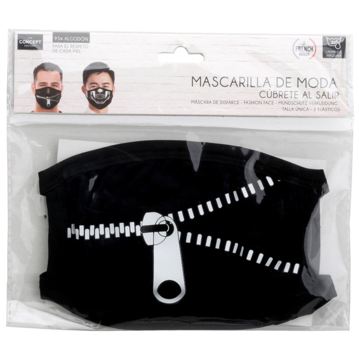 Sensly Mascarilla De Moda Cremallera Calavera 100% Algodón Talla Única Lavable
