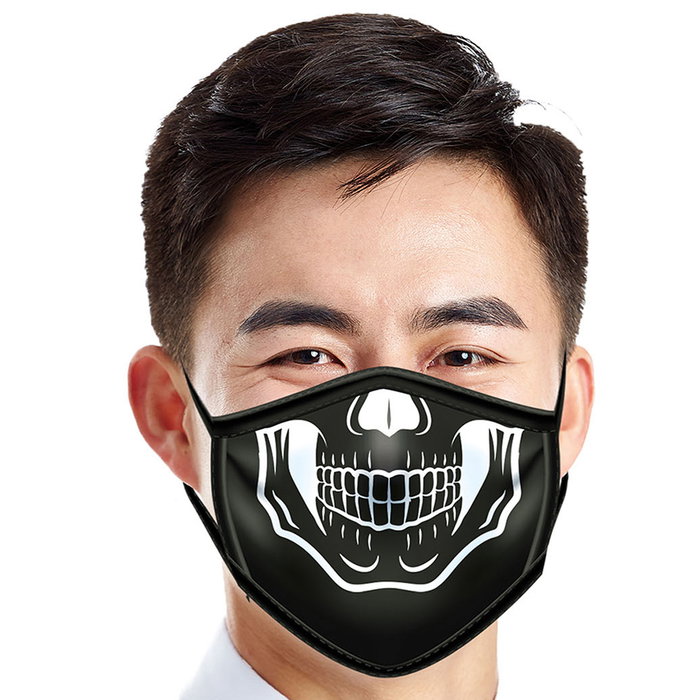 Sensly Mascarilla De Moda Cremallera Calavera 100% Algodón Talla Única Lavable