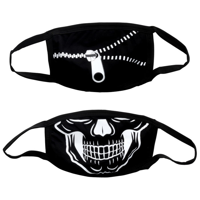 Sensly Mascarilla De Moda Cremallera Calavera 100% Algodón Talla Única Lavable