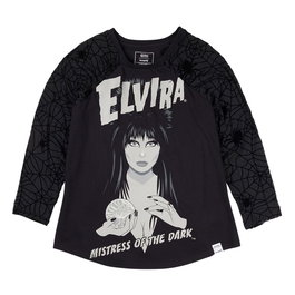Elivira by Loungefly Tee Camiseta Unisex Shirred Raglan talla S