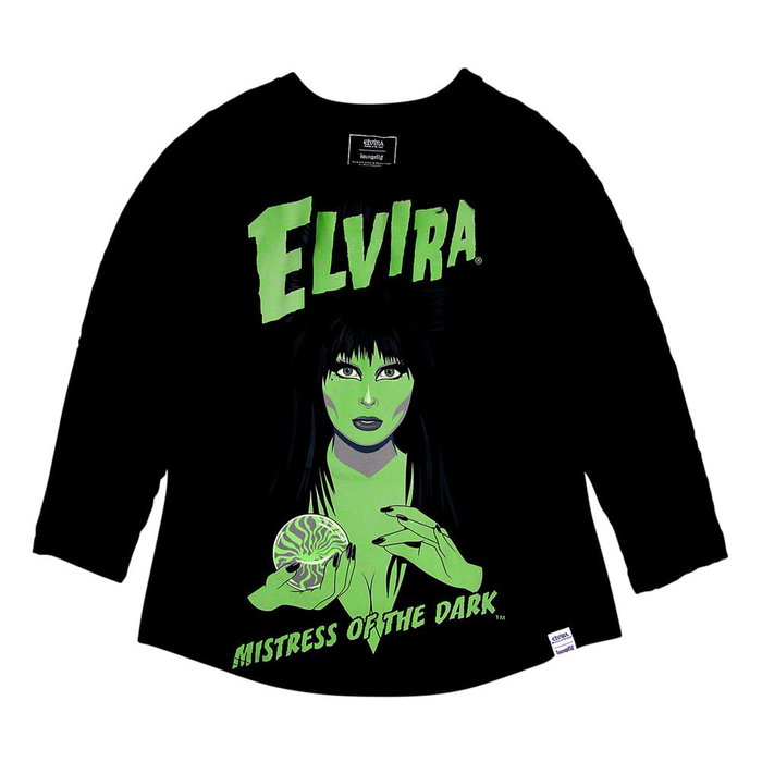Elivira by Loungefly Tee Camiseta Unisex Shirred Raglan talla S