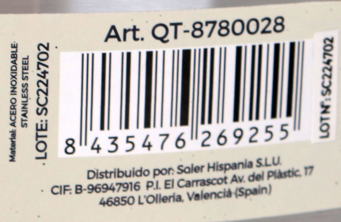 Quttin Cacerola Baja Acero Inoxidable 28 cm x 7 cm, 4.3 L, 0.8 mm de grosor (2 Unidades)