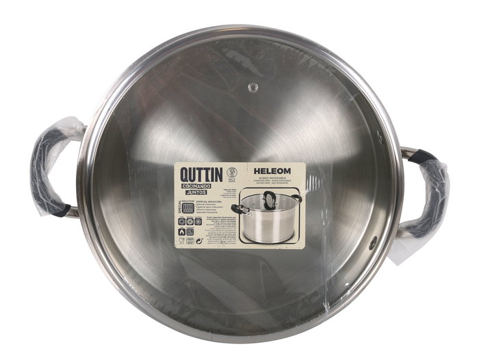 Quttin Cacerola Baja Acero Inoxidable 28 cm x 7 cm, 4.3 L, 0.8 mm de grosor (2 Unidades)