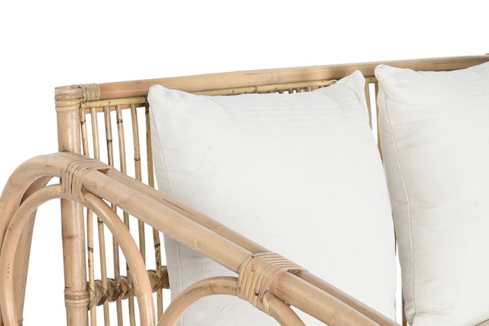 DKD Home Decor Fibre outdoor 23 Sofá Natural Blanco 195 x 72 x 78 cm DKD Home Decor Fibre outdoor 23 Sofá Natural Blanco 195 x 72 x 78 cm