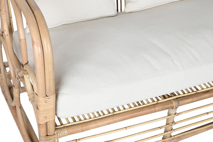 DKD Home Decor Fibre outdoor 23 Sofá Natural Blanco 195 x 72 x 78 cm DKD Home Decor Fibre outdoor 23 Sofá Natural Blanco 195 x 72 x 78 cm