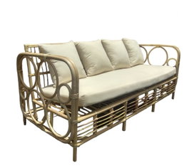 DKD Home Decor Fibre outdoor 23 Sofá Natural Blanco 195 x 72 x 78 cm