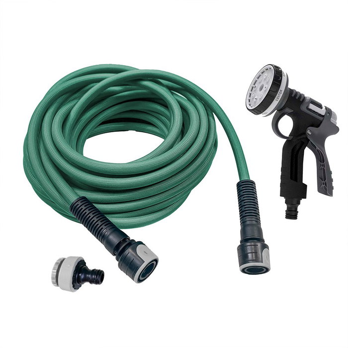 Livian Manguera de Riego Extensible 15 m Ø Interior 12.5 mm 28 Bar PP + Poliéster con Conectores Bimaterial y Pistola de 8 Tipos de Riego Livian Manguera de Riego Extensible 15 m Ø Interior 12.5 mm 28 Bar PP + Poliéster con Conectores Bimaterial y Pistola de 8 Tipos de Riego