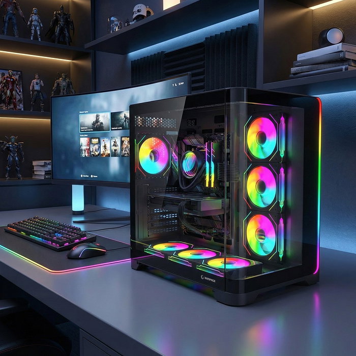 Rampage LYRON Gamingowa obudowa PC Mid Tower 7xFan ARGB PWM negra