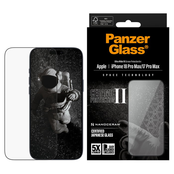 PanzerGlass Ceramic II Protector de Pantalla Ultra-Wide Fit para iPhone 17 Pro Max e iPhone 18 Pro Max