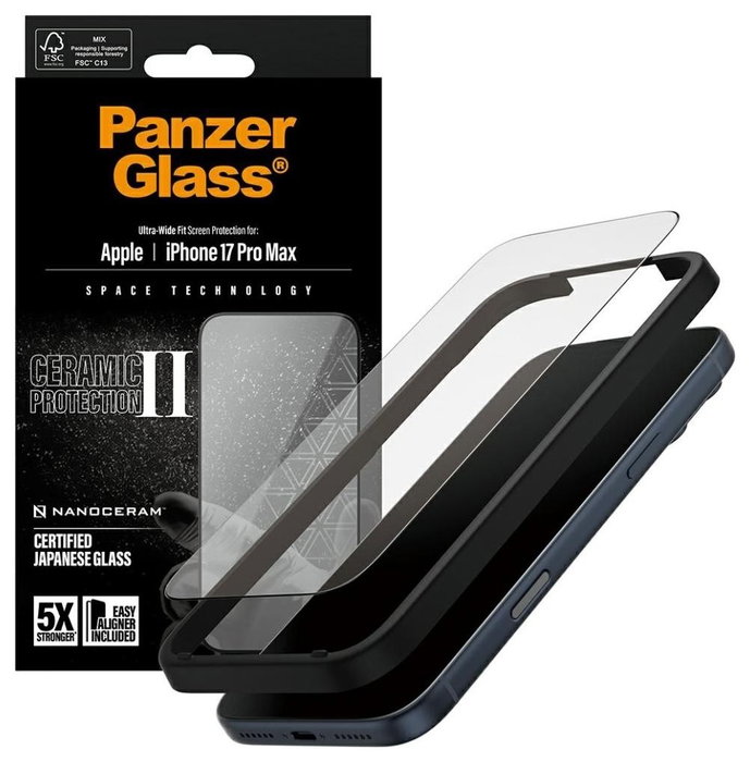 PanzerGlass Ceramic II Protector de Pantalla Ultra-Wide Fit para iPhone 17 Pro Max e iPhone 18 Pro Max