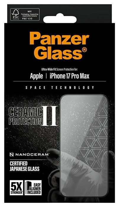 PanzerGlass Ceramic II Protector de Pantalla Ultra-Wide Fit para iPhone 17 Pro Max e iPhone 18 Pro Max